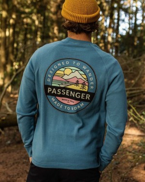 Bluza Passenger Odyssey Recycled Bawełniane Męskie Niebieskie | Polska-AFLPBK931