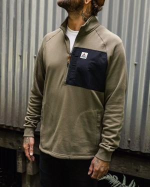 Bluza Passenger Offgrid 1/4 Zip Recycled Bawełniane Męskie Oliwkowe | Polska-OKGPWL805