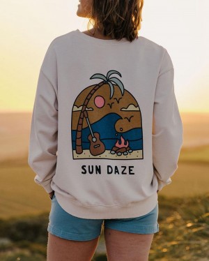 Bluza Passenger Sundaze Recycled Bawełniane Damskie Beżowe | Polska-DHFLNR450