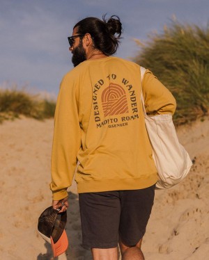 Bluza Passenger Sundown Recycled Bawełniane Męskie Musztardowe Złote | Polska-DZQBFL295