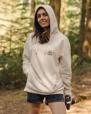 Bluza z Kapturem Passenger Be Free Recycled Bawełniane Damskie Beżowe | Polska-WLXJCE279