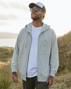 Bluza z Kapturem Passenger Heritage Full Zip Recycled Bawełniane Męskie Szare | Polska-LYCVGP483