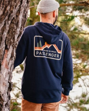 Bluza z Kapturem Passenger Made To Roam Recycled Męskie Jasny Granatowe | Polska-VAWUNM417