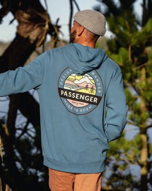 Bluza z Kapturem Passenger Odyssey Recycled Bawełniane Męskie Niebieskie | Polska-RHLYAQ164