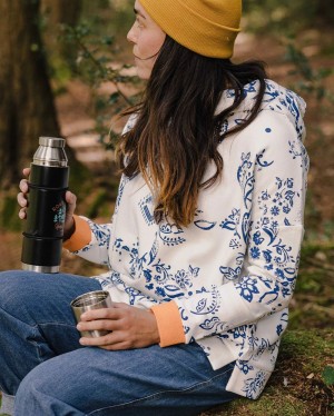 Bluza z Kapturem Passenger Patchwork Recycled Bawełniane Damskie Białe | Polska-RSLEZO172