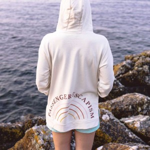 Bluza z Kapturem Passenger Rainbow Recycled Bawełniane Damskie Egret | Polska-CMJTKS397