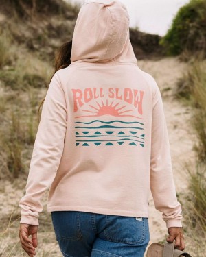 Bluza z Kapturem Passenger Rolling Slow Recycled Bawełniane Damskie Różowe | Polska-WUYQKT160