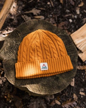 Czapka Passenger Fireside Recycled Cable Knit Damskie Pomarańczowe | Polska-NGRUJY392