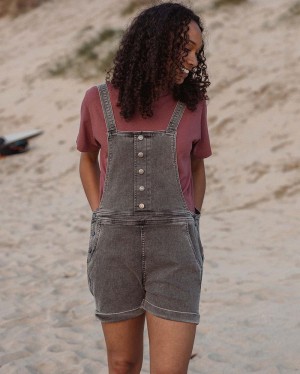 Kombinezon Passenger Riverside Denim Krótkie Damskie Czarne | Polska-DBNQCL053