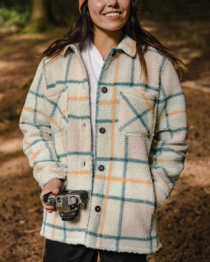 Koszule Passenger Olympus Yarn Dye Recycled Sherpa Fleece Damskie Surf Spray Check | Polska-JRWUPG390