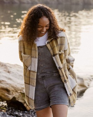 Koszule Passenger Olympus Yarn Dye Recycled Sherpa Fleece Damskie Honey Check | Polska-QKNIAJ694