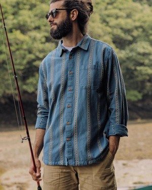 Koszule Passenger Voyage Organic Bawełniane Jacquard Męskie Paski | Polska-PBYVWT356