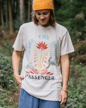 Koszulka Passenger Bud Recycled Bawełniane Oversized Damskie Milky Marl | Polska-DTOSFK410
