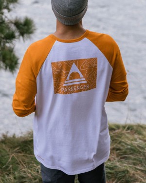 Koszulka Passenger Purpose Recycled Bawełniane Ls Męskie Sunrise Orange/White | Polska-JTXSKA206