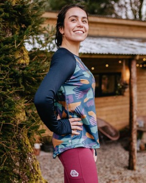 Koszulka Passenger River Recycled Base Layer LS Damskie Jasny Niebieskie Camo | Polska-MCLUHP603