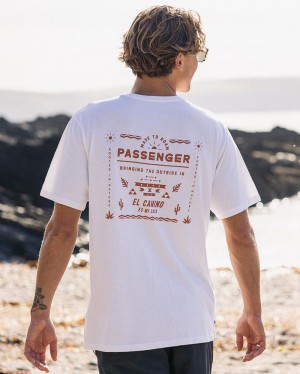 Koszulka Passenger Roam Free Recycled Bawełniane Męskie Białe | Polska-BTIJAW064