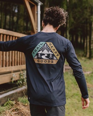 Koszulka Passenger Sky Recycled Base Layer LS Męskie Jasny Granatowe | Polska-ORXQNS794