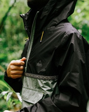 Kurtka Passenger Flow 1/2 Zip Recycled Wody Resistant Męskie True Black/Pistachio | Polska-CXGBIW915