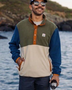 Runo Passenger Adrift Recycled Polar Męskie Khaki/Oatmeal | Polska-KHSWAV317