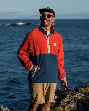 Runo Passenger Adrift Recycled Polar Męskie Cardinal/Dark Denim | Polska-CELRGS704