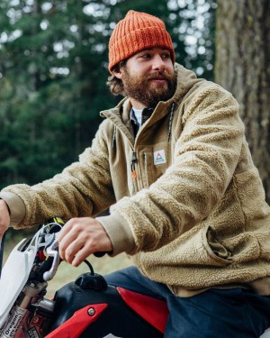 Runo Passenger Adventure Recycled Deep-Pile Sherpa Męskie Khaki | Polska-QCPWZO249