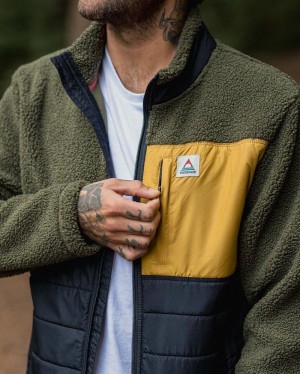 Runo Passenger Born Explorer Recycled Polar-Podszewką Sherpa Męskie Khaki | Polska-NKYJTQ683