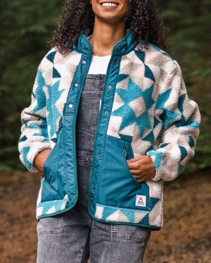 Runo Passenger Clover Recycled Deep-Pile Sherpa Damskie Niebieskie | Polska-DQHGNA804