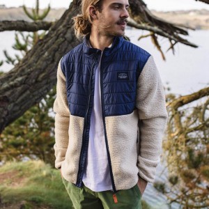 Runo Passenger Fogtrail Full Zip Recycled Sherpa Męskie Oatmeal | Polska-RDQTSW902