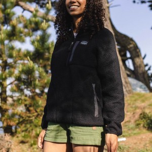 Runo Passenger Home 1/4 Zip Recycled Sherpa Damskie Czarne | Polska-WXRMSJ645