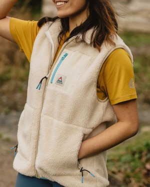 Runo Passenger Lucian Recycled Sherpa Vest Damskie Warm Ivory | Polska-DKWHYU439