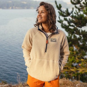 Runo Passenger Maine Zakapturzony Recycled Sherpa Damskie Oatmeal | Polska-TEJDWX653
