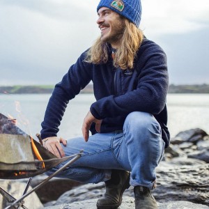 Runo Passenger Offgrid 1/4 Zip Recycled Sherpa Męskie Granatowe | Polska-EWPUDQ245