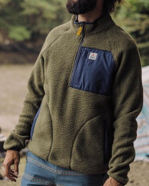 Runo Passenger Offgrid 1/4 Zip Recycled Sherpa Męskie Zielone | Polska-XORMWN926