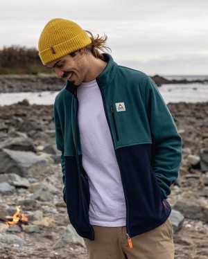Runo Passenger Ridge Full Zip Recycled Polar Męskie Granatowe | Polska-LAIBPH573