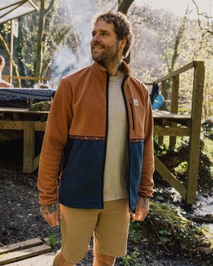 Runo Passenger Ridge Full Zip Recycled Polar Męskie Pomarańczowe Brązowe | Polska-MQRUYL169