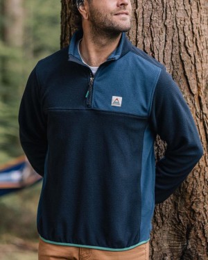 Runo Passenger Root Recycled Polar 1/4 Zip Męskie Jasny Granatowe | Polska-UQLFOP140