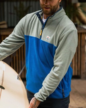 Runo Passenger Set Off Recycled Polar 1/4 Zip Męskie Niebieskie | Polska-GEWKIN974