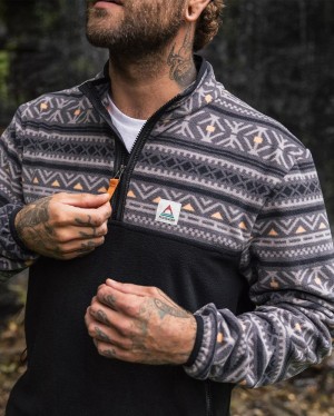 Runo Passenger Set Off Recycled Polar 1/4 Zip Męskie Nordic Geo Charcoal | Polska-LESFYW267