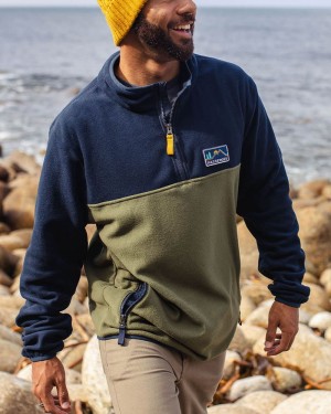 Runo Passenger Set Off Recycled Polar 1/4 Zip Męskie Jasny Granatowe | Polska-IUJYCP679