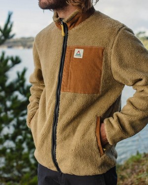 Runo Passenger Trekker Recycled Deep-Pile Sherpa Męskie Khaki | Polska-PHXTSD402