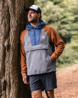 Runo Passenger Woodland Zakapturzony 1/2 Zip Polar New Męskie Szare | Polska-OHRFEL805