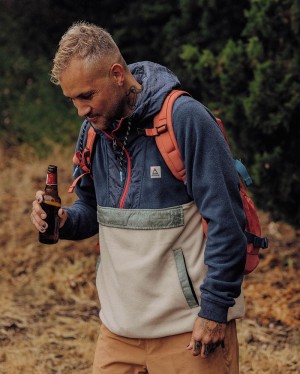 Runo Passenger Woodland Zakapturzony 1/2 Zip Recycled Polar Męskie Ciemny | Polska-XEHQZO304