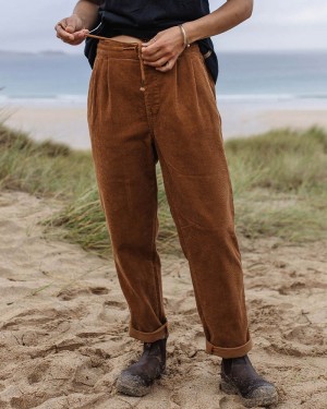 Spodnie Passenger Compass Recycled Corduroy Damskie Coconut | Polska-NLGKUD532