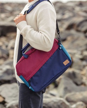 Torebka Listonoszka Passenger Recycled Damskie Navy/Burgundy | Polska-GXAULB450