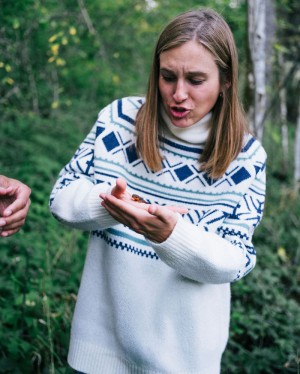 Zworki Passenger Whimsical Oversized Recycled Knit Polo Neck Damskie Paski Białe | Polska-JXNFSK632