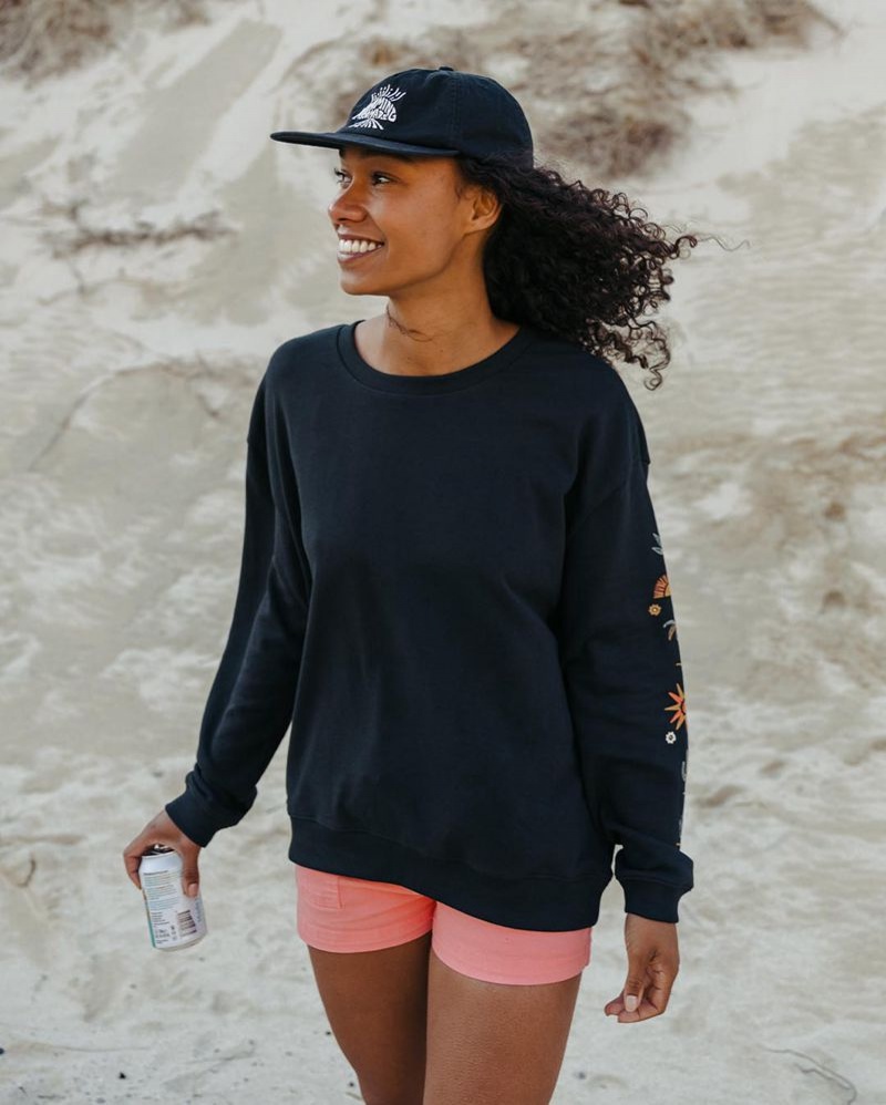 Bluza Passenger Chica Recycled Bawełniane Oversized Damskie Czarne | Polska-LNXUMJ425