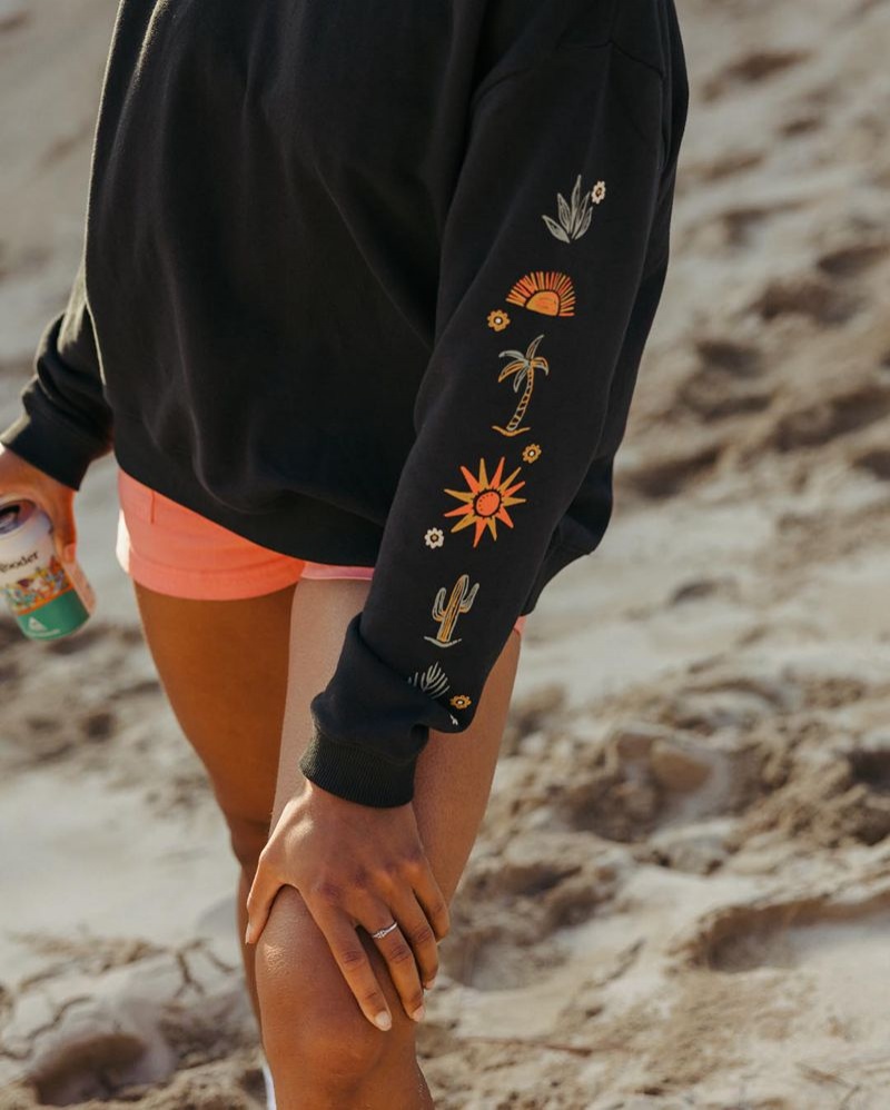 Bluza Passenger Chica Recycled Bawełniane Oversized Damskie Czarne | Polska-LNXUMJ425