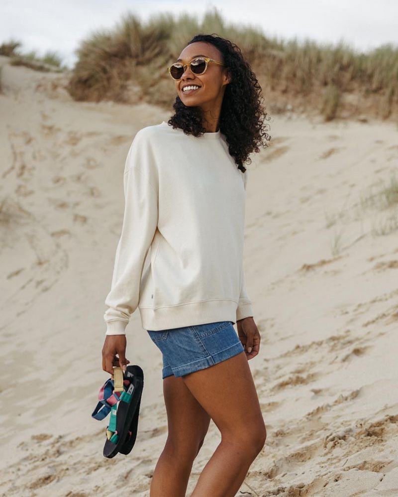 Bluza Passenger Chica Recycled Bawełniane Oversized Damskie Beżowe | Polska-IRYBSW316