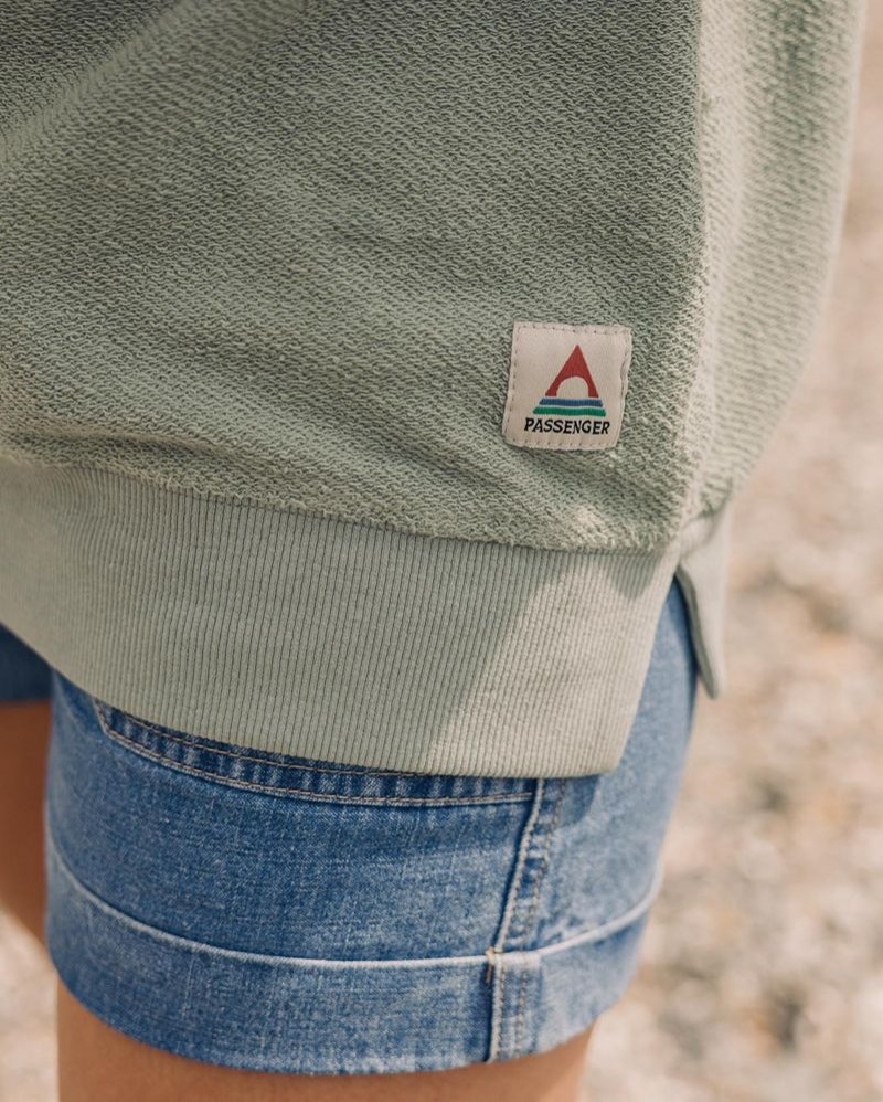 Bluza Passenger Fauna Organic Bawełniane Textured Damskie Zielone | Polska-BINMOS062