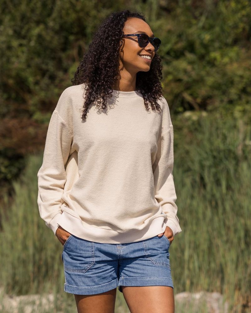 Bluza Passenger Fauna Organic Bawełniane Textured Damskie Beżowe | Polska-PKFWBR302